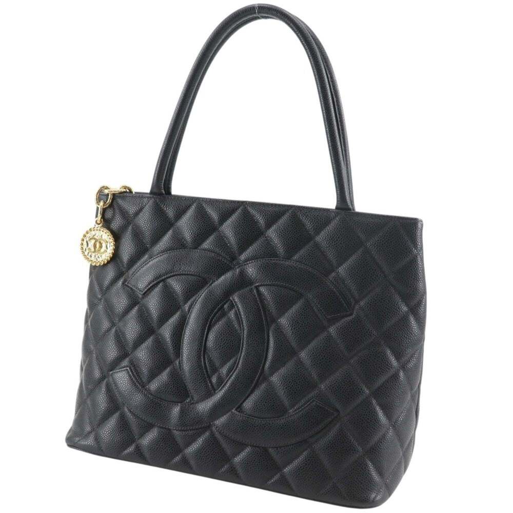 CHANEL Black Caviar Leather Logo Tote Bag - Picture 2 of 14